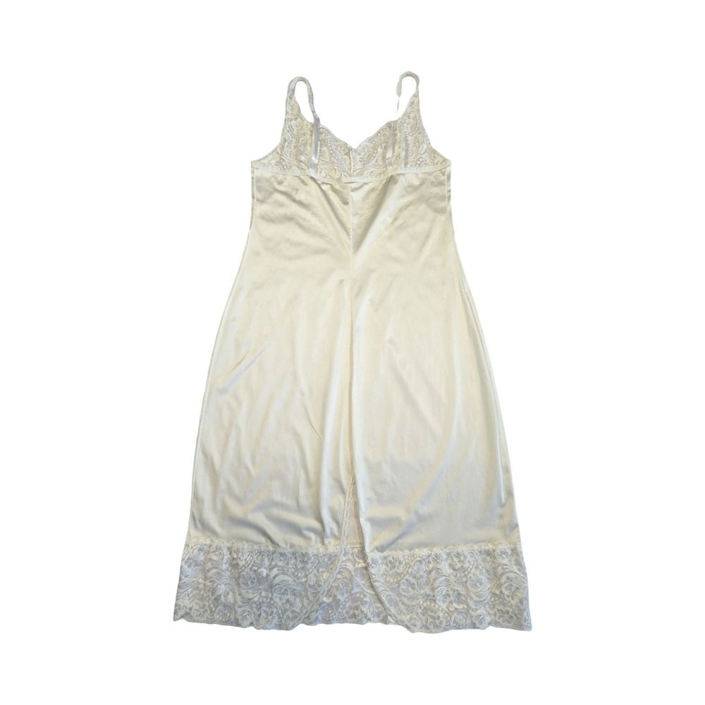 VTG 70s, 80s white satin lace trim slip lingerie dress / M / Vanity Fair bridal - Picture 2 of 7